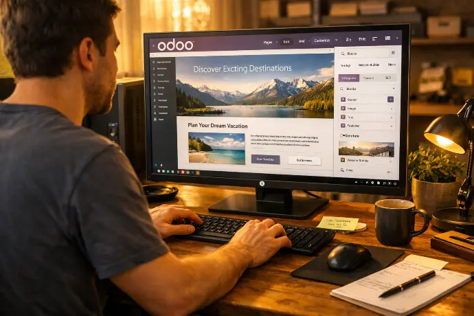 Mitarbeiter erstellt Odoo Webseite